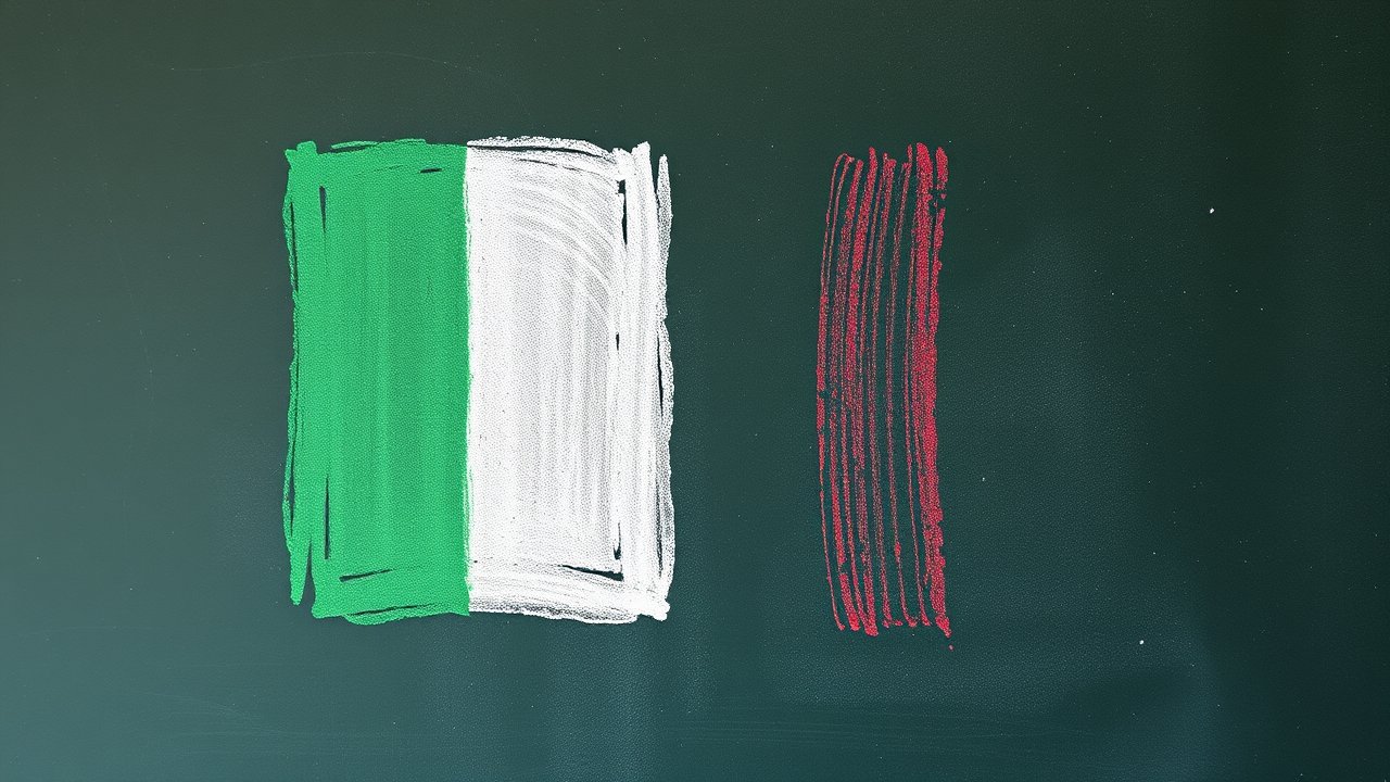 Flag of Italy ๐ฎ๐น (Italian) in chalk on blackboard style
