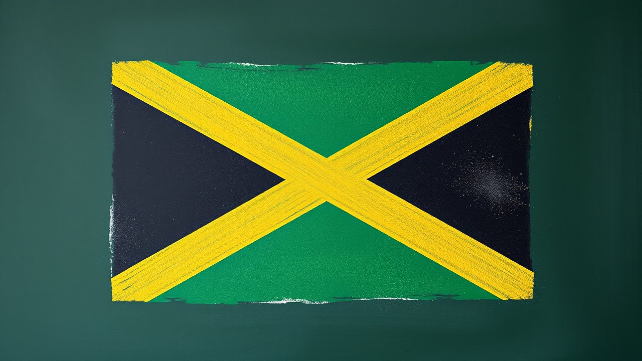 Flag of Jamaica 🇯🇲 in chalk on blackboard style