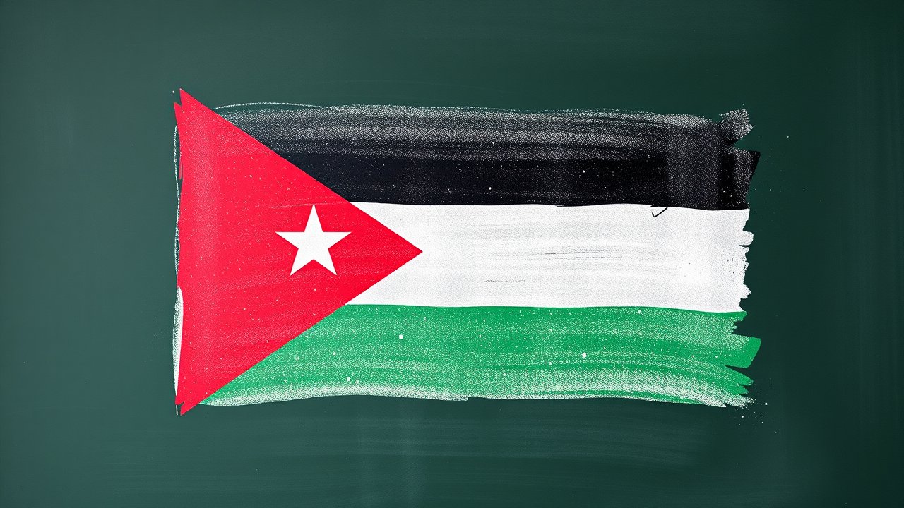 Flag of Jordan 🇯🇴 in chalk on blackboard style