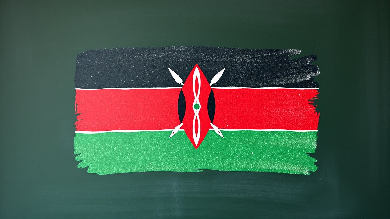 Flag of Kenya 🇰🇪 in chalk on blackboard style