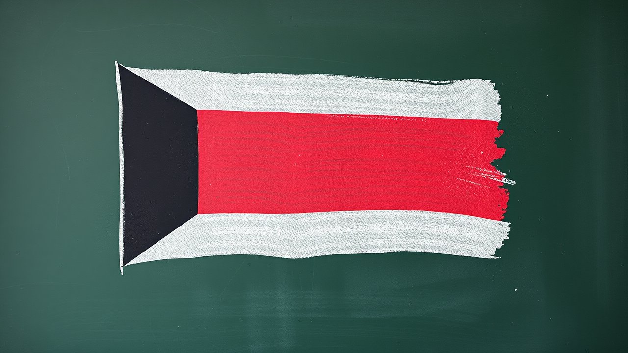 Flag of Kuwait 🇰🇼 in chalk on blackboard style