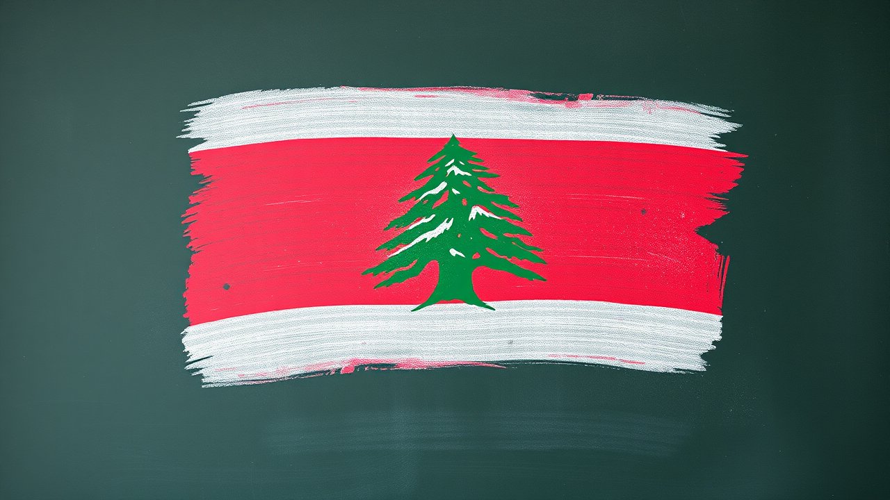 Flag of Lebanon 🇱🇧 in chalk on blackboard style
