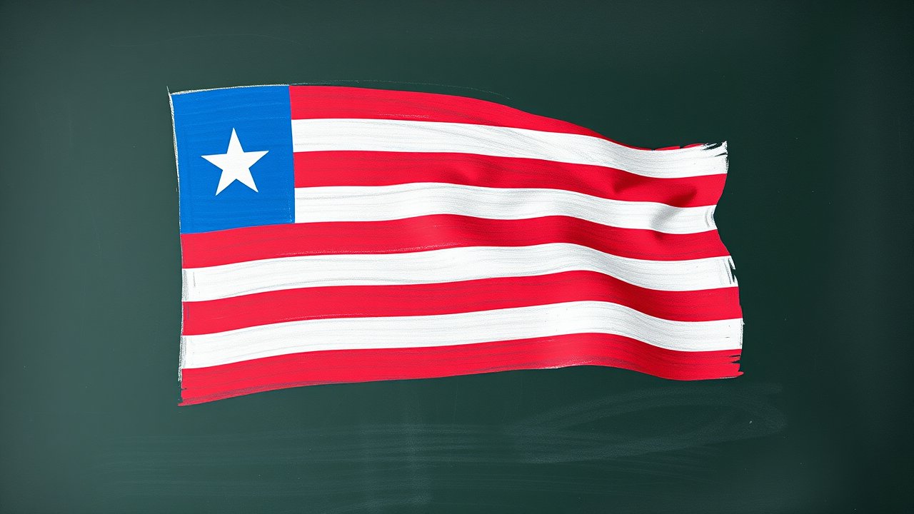 Flag of Liberia 🇱🇷 in chalk on blackboard style