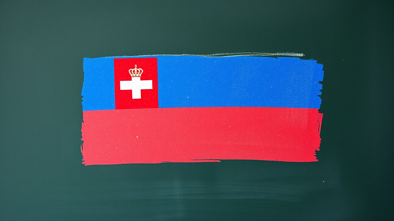 Flag of Liechtenstein 🇱🇮 in chalk on blackboard style