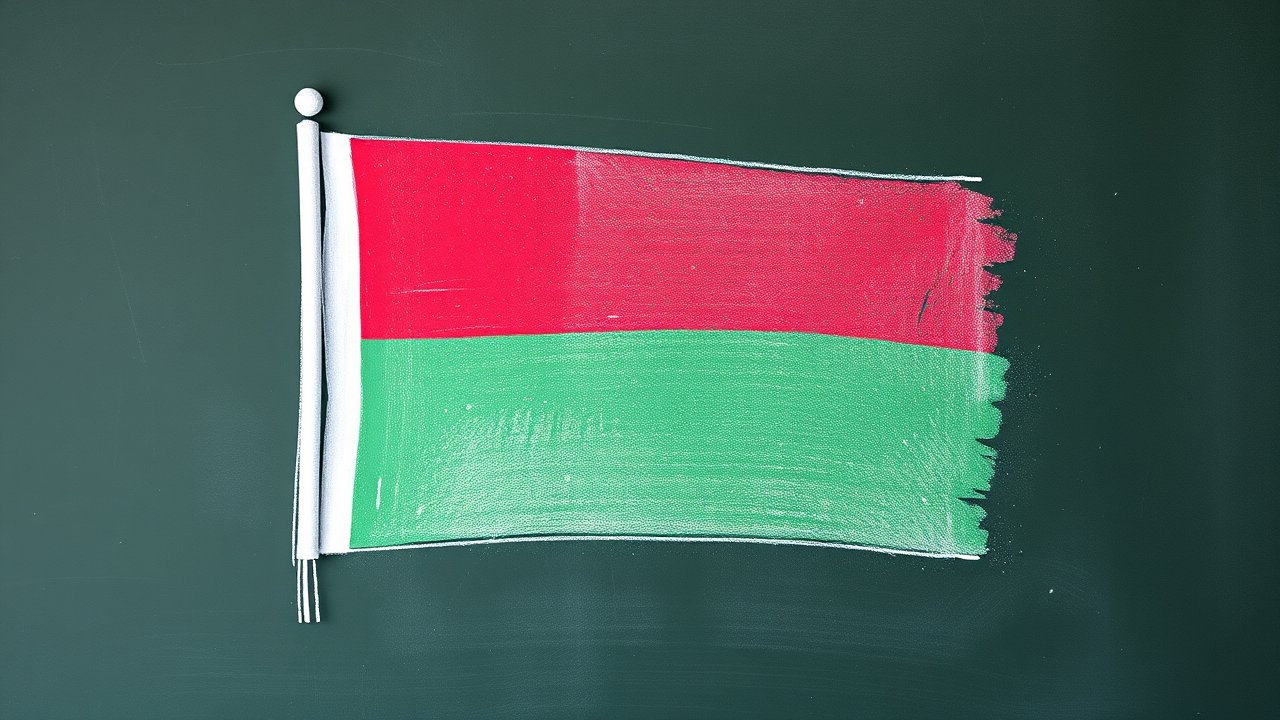 Flag of Madagascar 🇲🇬 in chalk on blackboard style