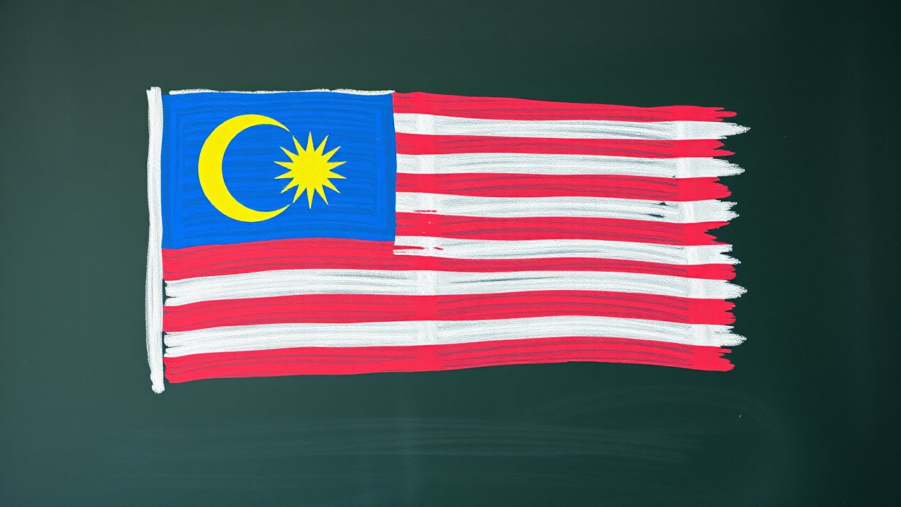 Flag of Malaysia 🇲🇾 in chalk on blackboard style