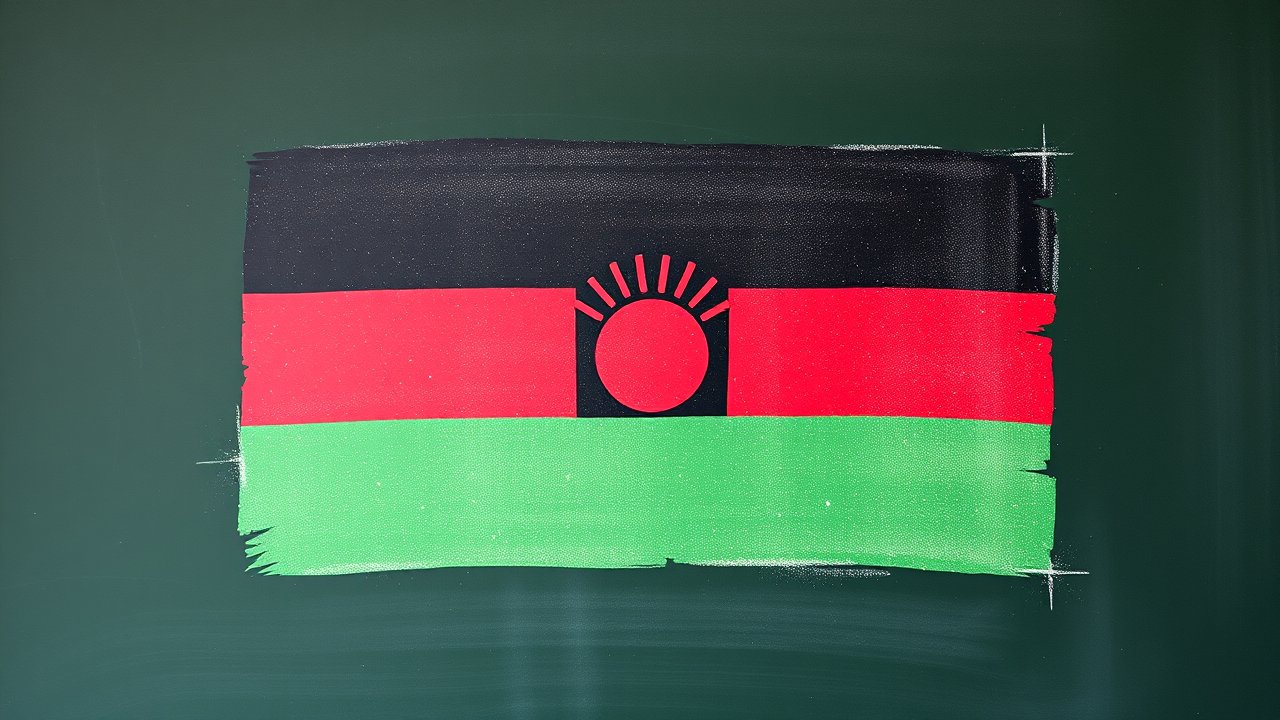 Flag of Malawi 🇲🇼 in chalk on blackboard style