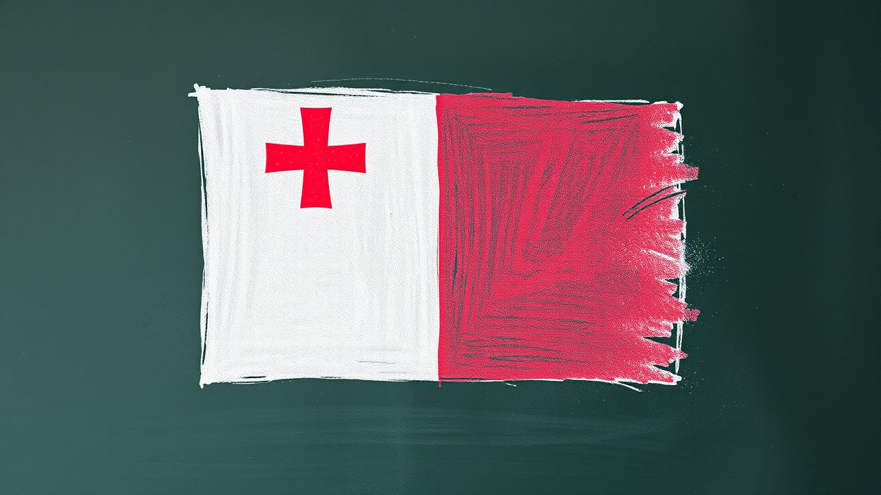 Flag of Malta 🇲🇹 in chalk on blackboard style