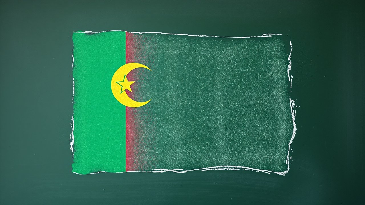 Flag of Mauritania 🇲🇷 in chalk on blackboard style