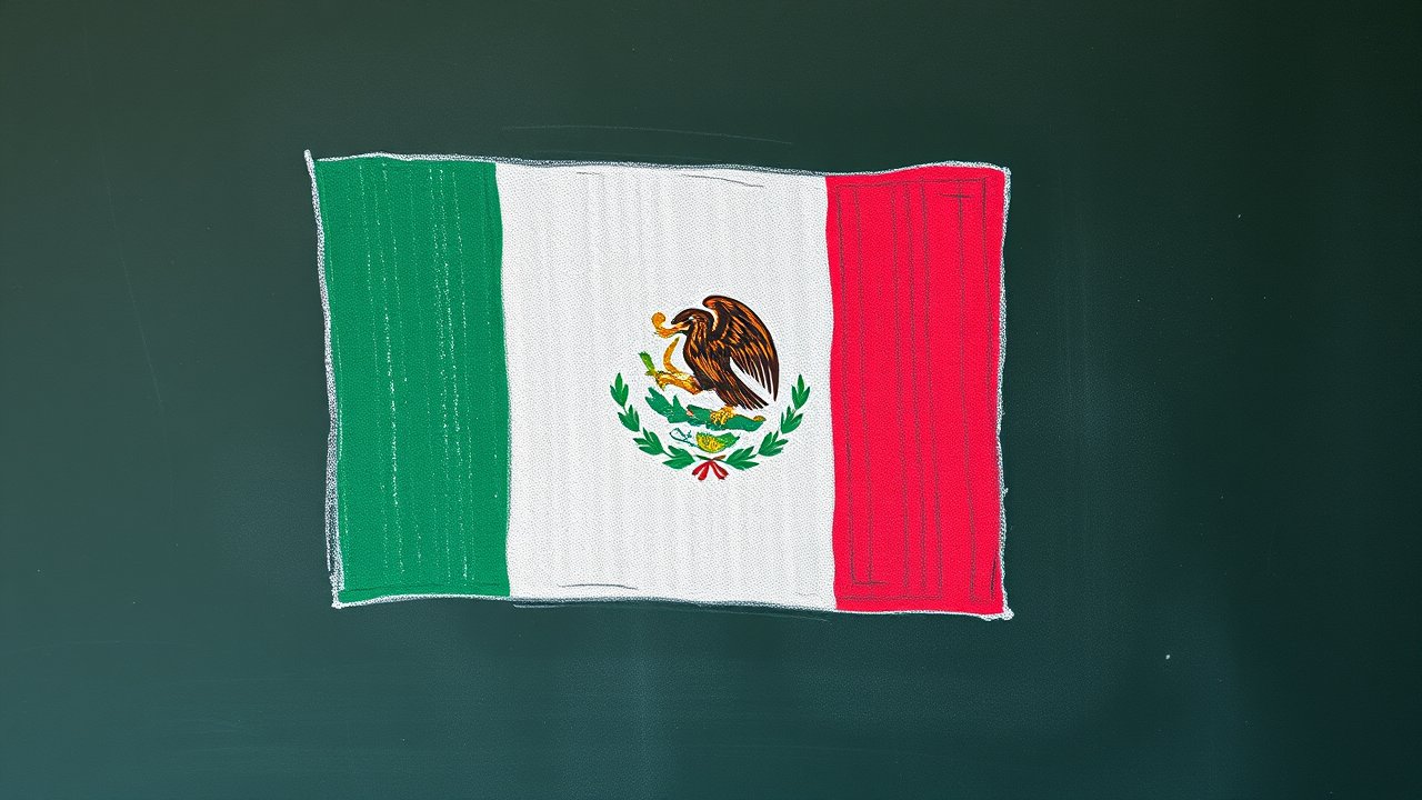 Flag of Mexico 🇲🇽 in chalk on blackboard style