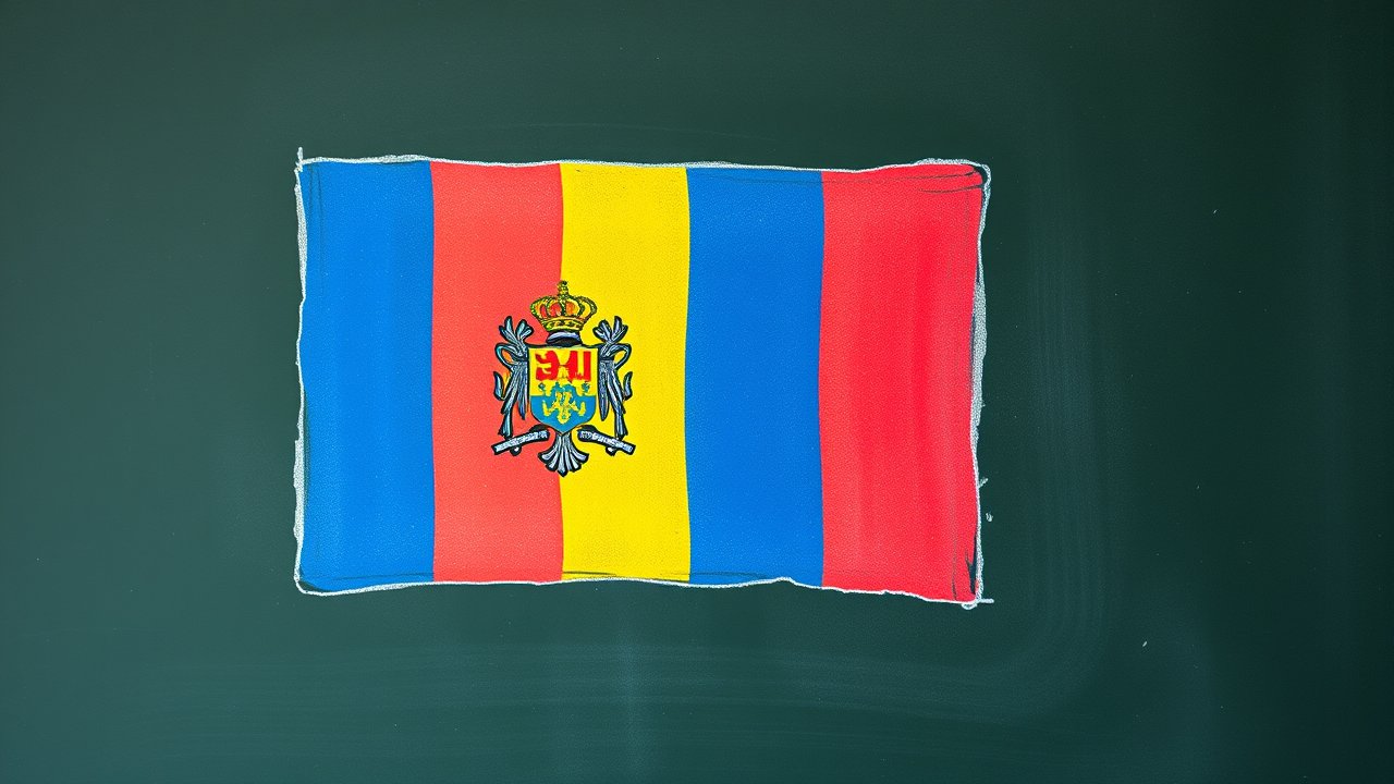 Flag of Moldova 🇲🇩 in chalk on blackboard style