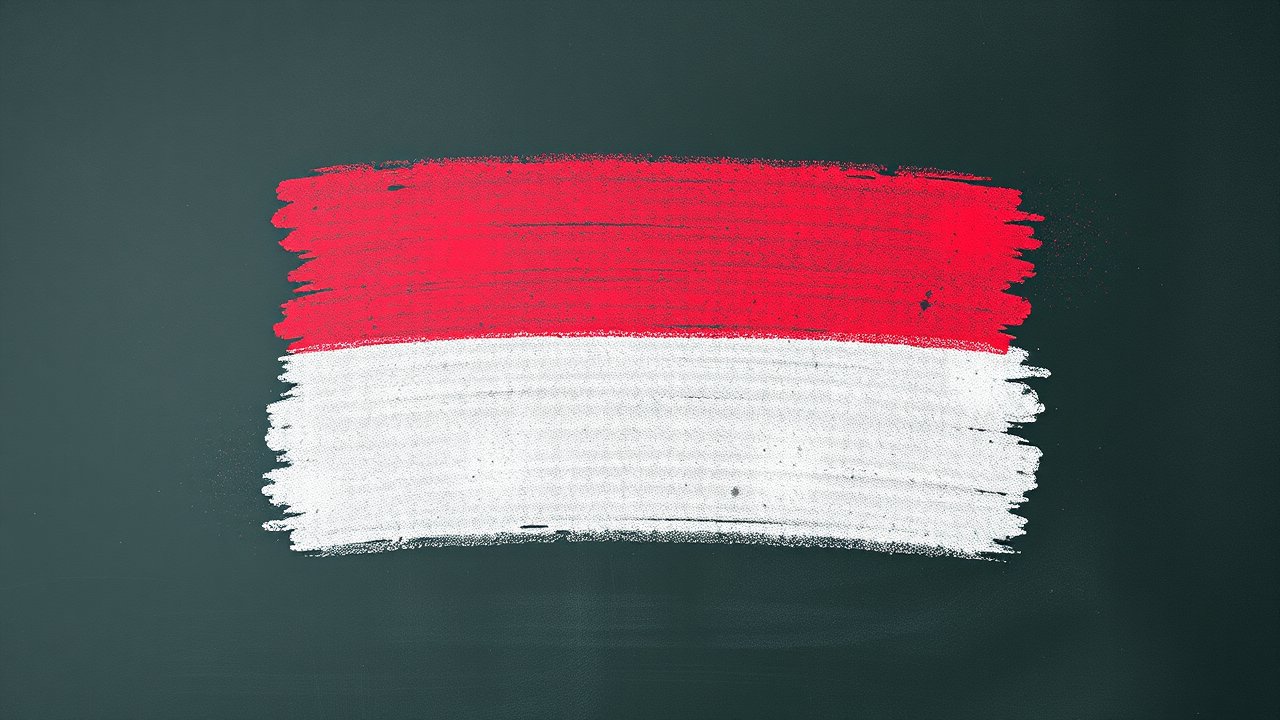 Flag of Monaco 🇲🇨 in chalk on blackboard style