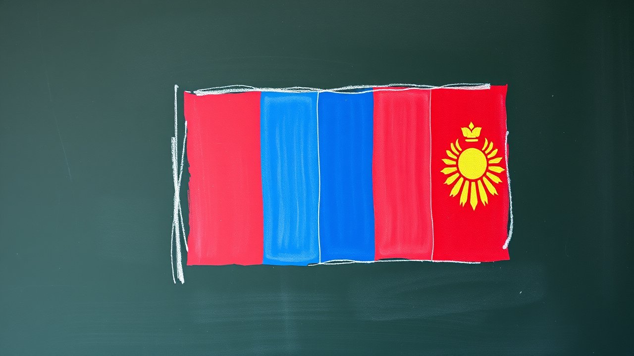 Flag of Mongolia 🇲🇳 in chalk on blackboard style