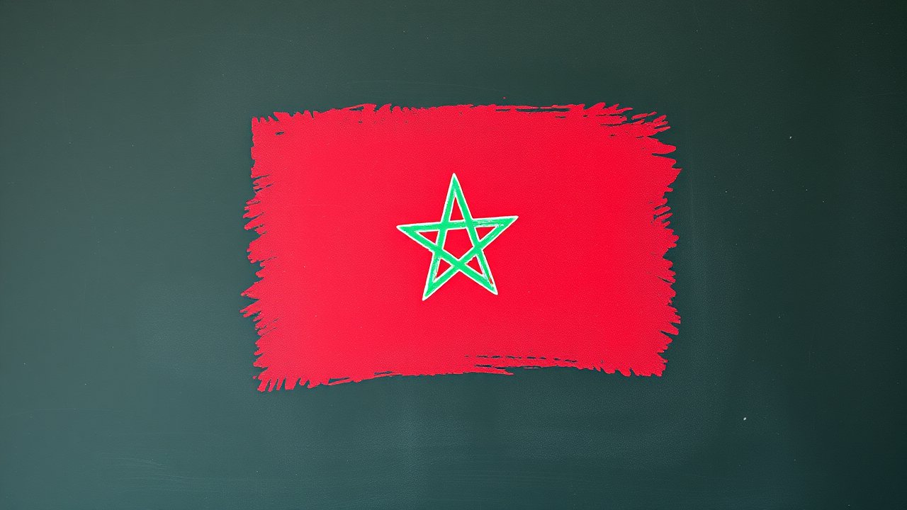 Flag of Morocco 🇲🇦 in chalk on blackboard style