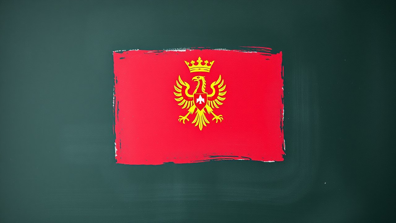 Flag of Montenegro 🇲🇪 in chalk on blackboard style