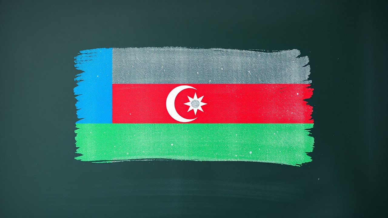 Flag of Azerbaijan 🇦🇿 in chalk on blackboard style