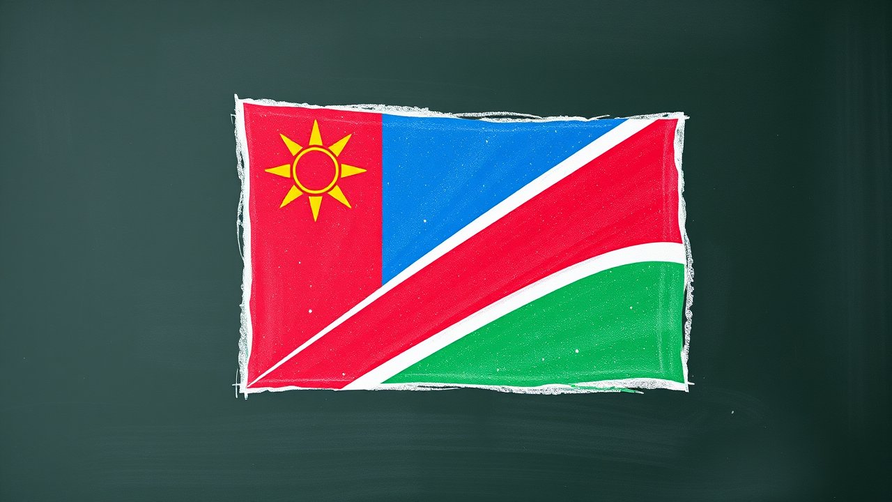 Flag of Namibia 🇳🇦 in chalk on blackboard style