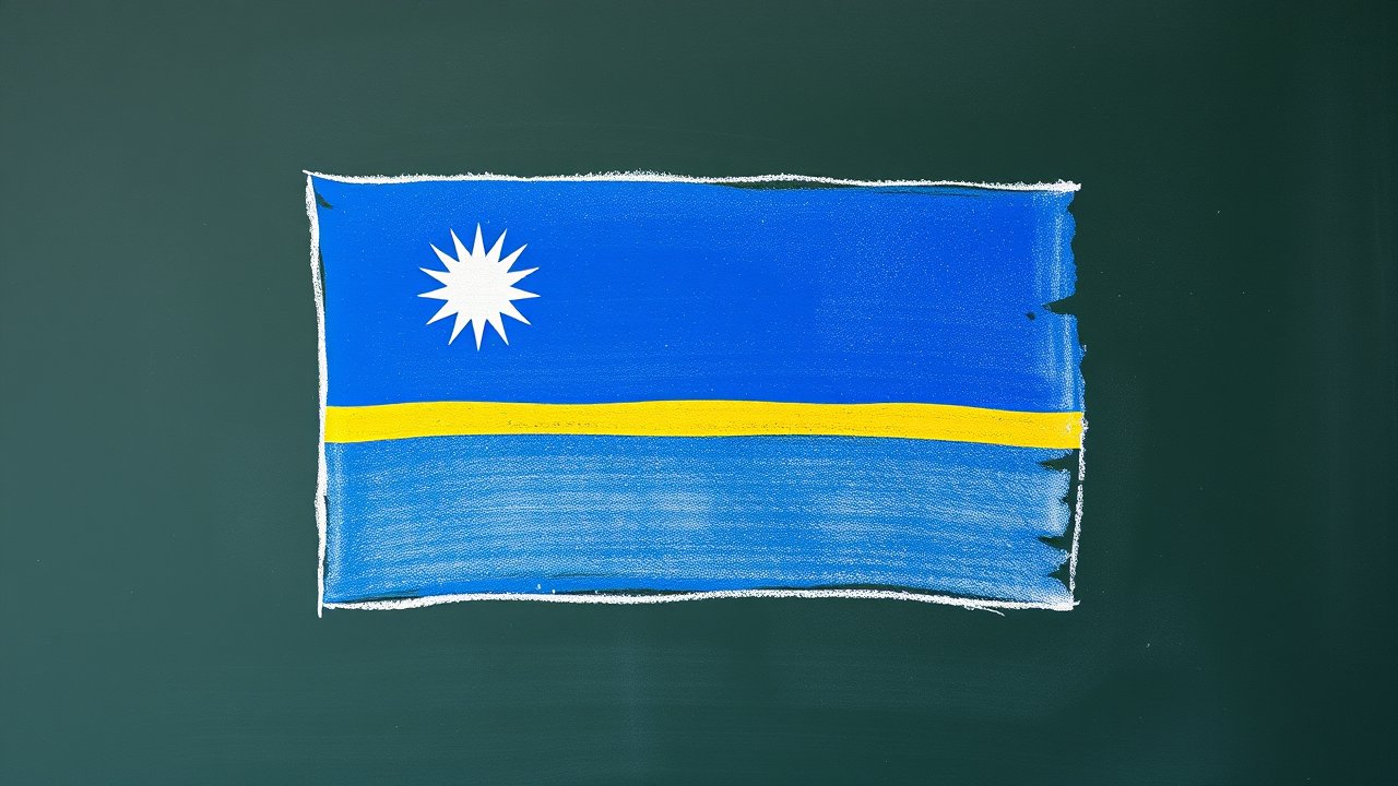 Flag of Nauru 🇳🇷 in chalk on blackboard style
