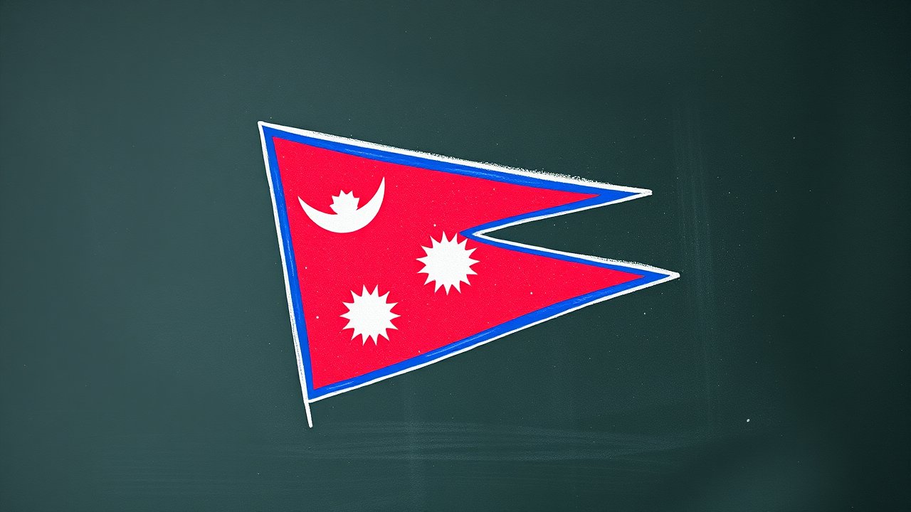 Flag of Nepal 🇳🇵 in chalk on blackboard style
