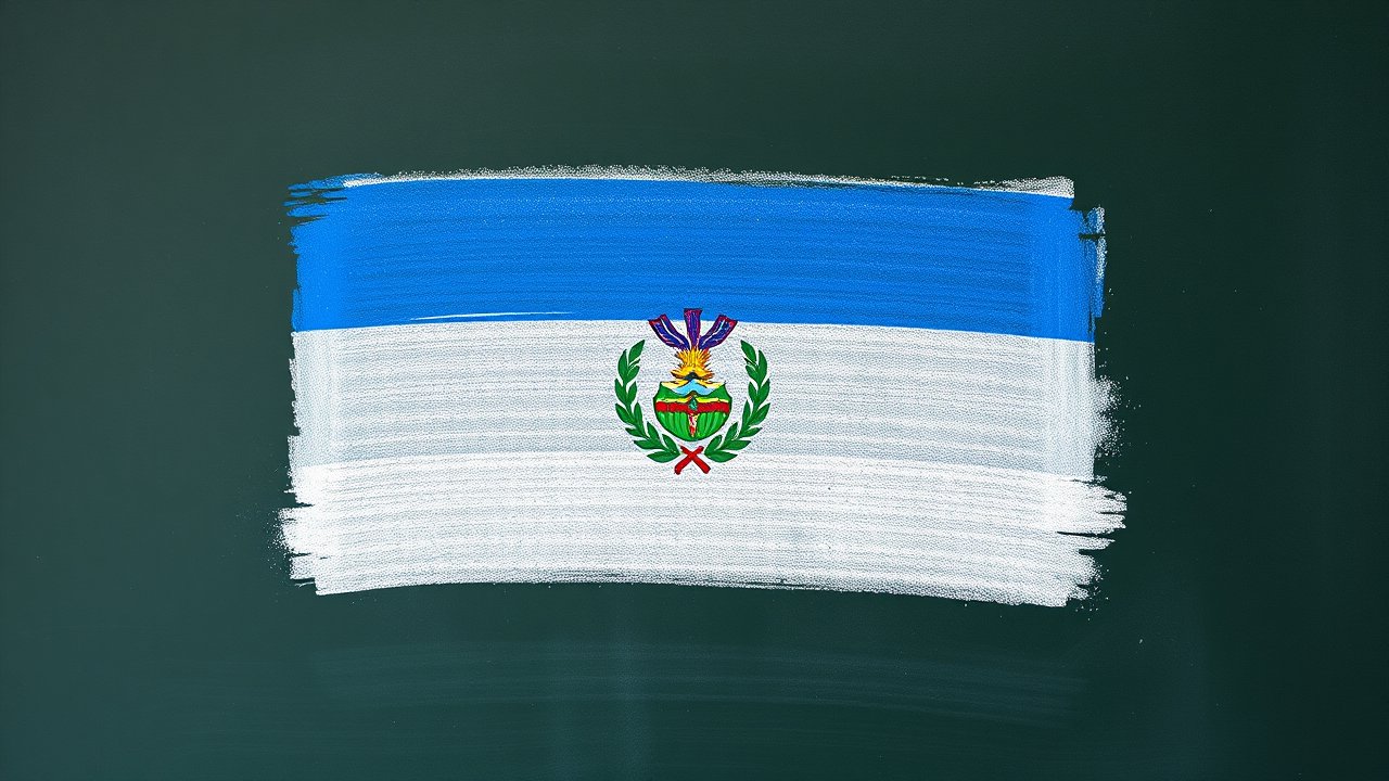 Flag of Nicaragua 🇳🇮 in chalk on blackboard style