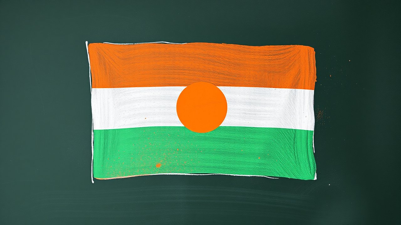 Flag of Niger 🇳🇪 in chalk on blackboard style
