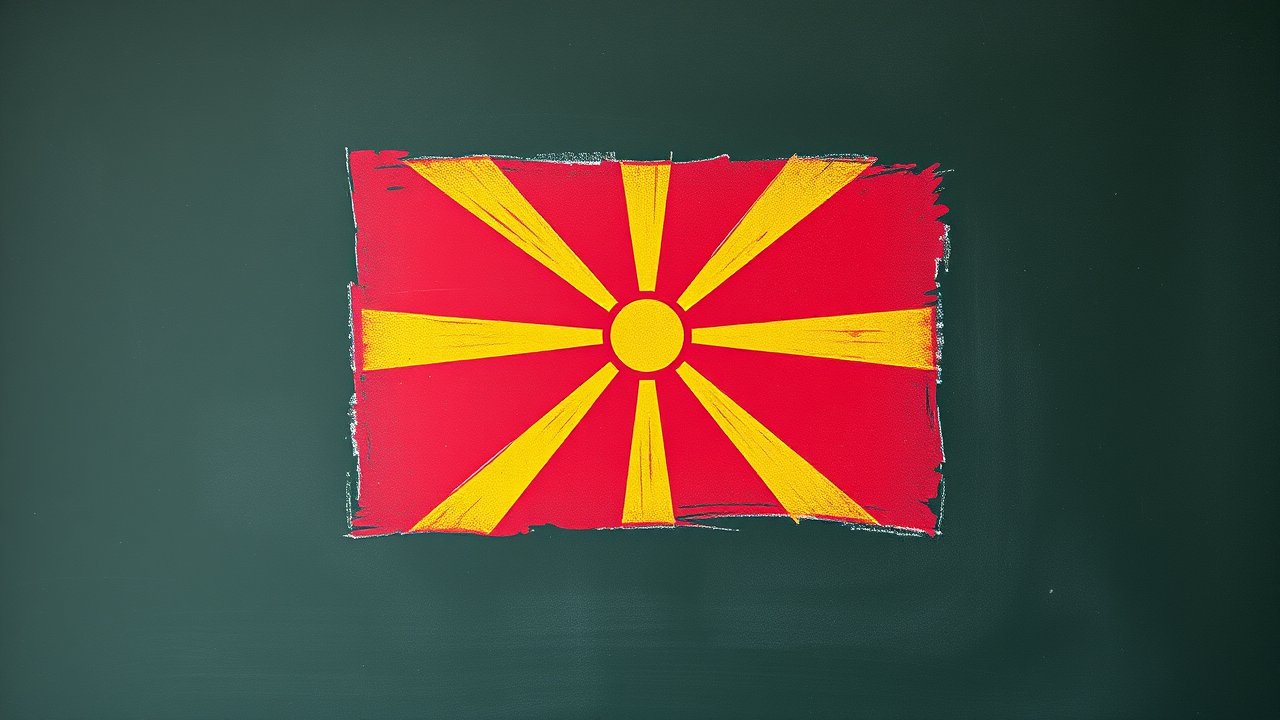 Flag of North Macedonia 🇲🇰 in chalk on blackboard style