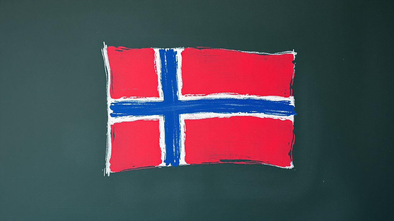 Flag of Norway 🇳🇴 in chalk on blackboard style