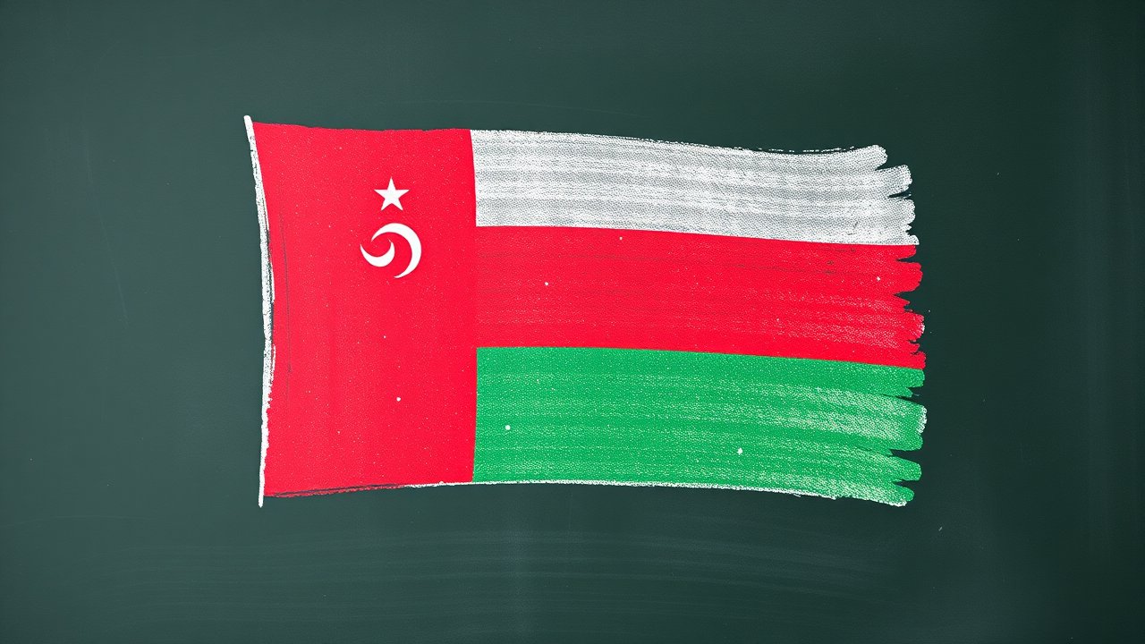 Flag of Oman 🇴🇲 in chalk on blackboard style