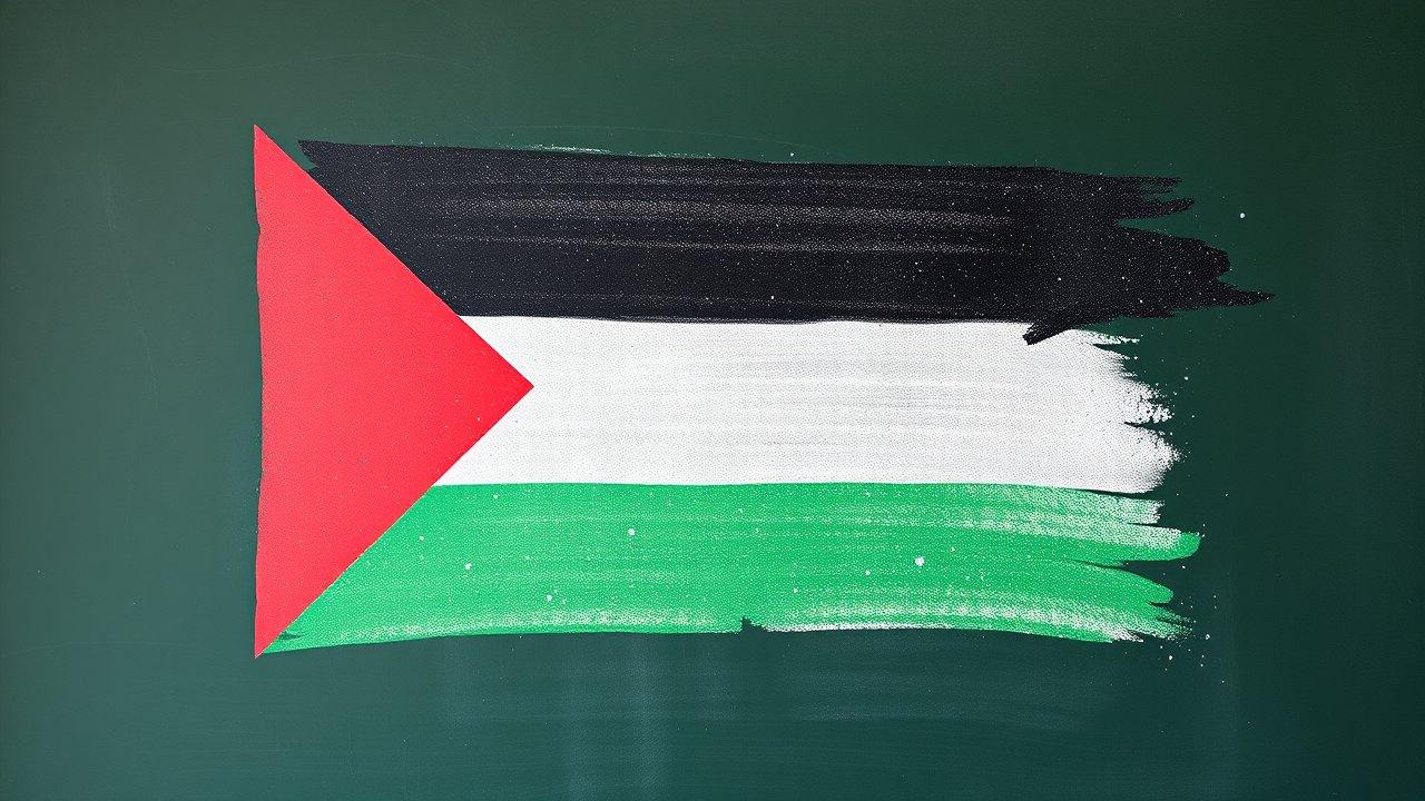 Flag of Palestine State 🇵🇸 in chalk on blackboard style