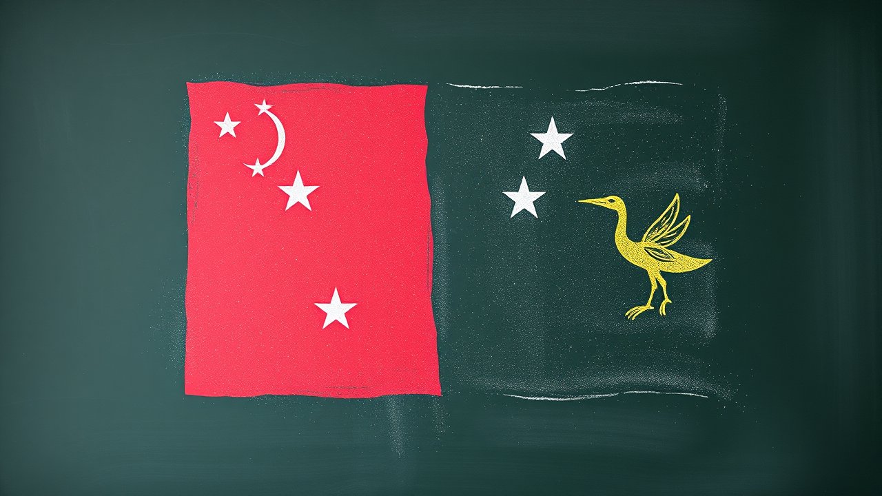 Flag of Papua New Guinea 🇵🇬 in chalk on blackboard style