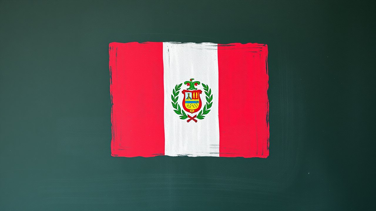 Flag of Peru 🇵🇪 in chalk on blackboard style
