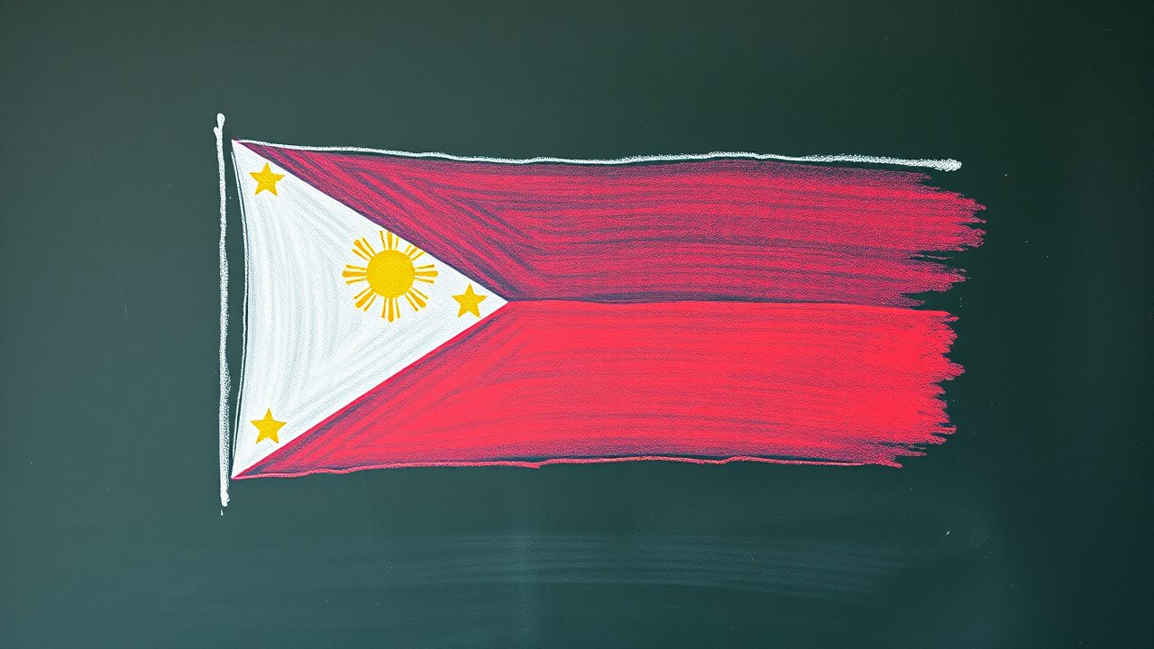 Flag of Philippines 🇵🇭 in chalk on blackboard style