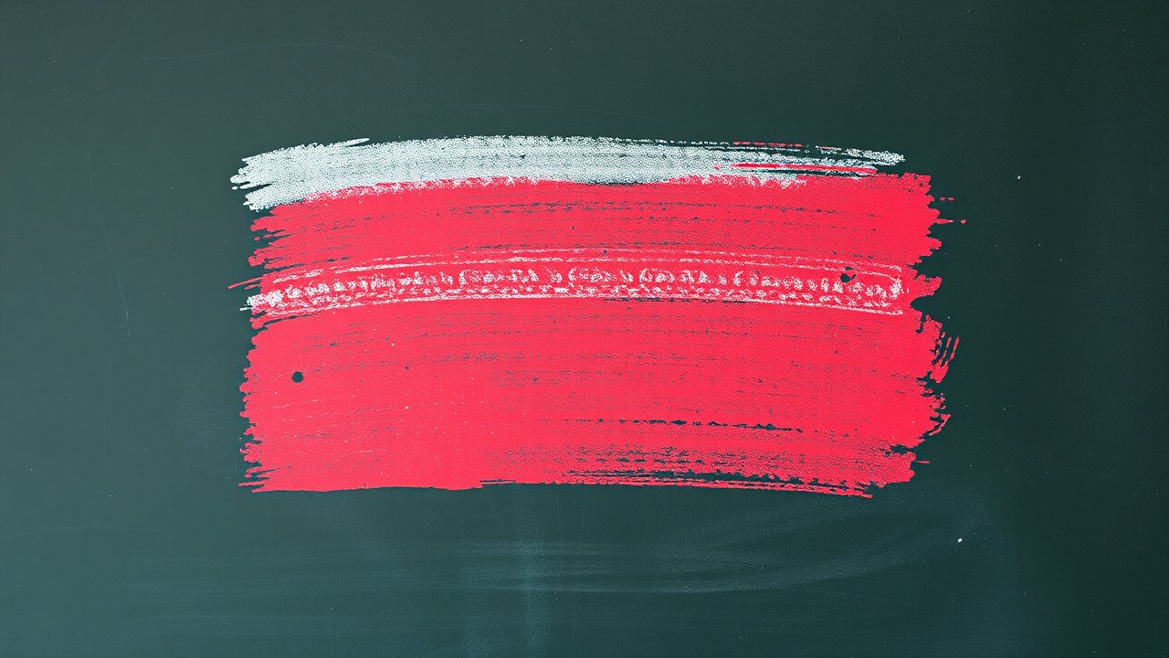 Flag of Poland 🇵🇱 in chalk on blackboard style