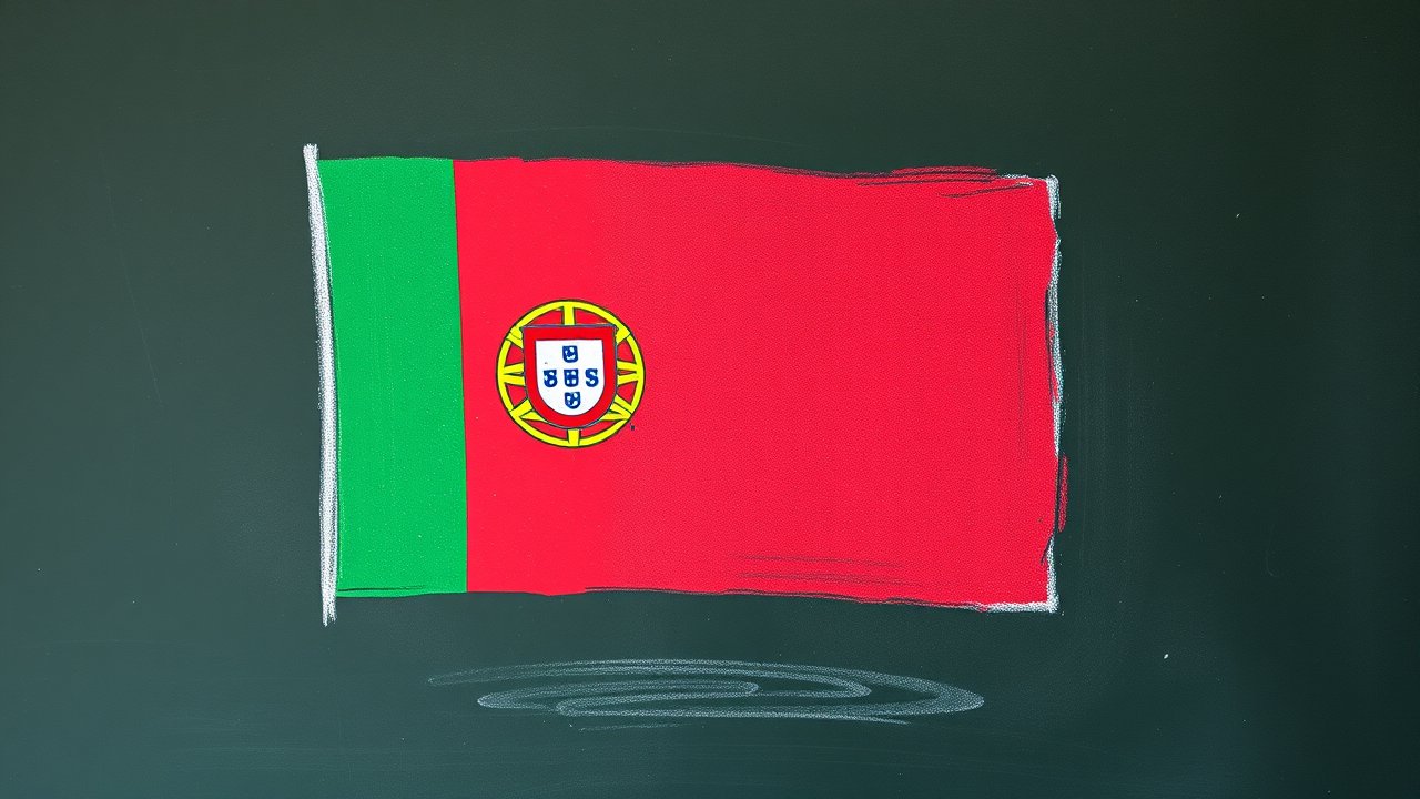Flag of Portugal 🇵🇹 in chalk on blackboard style