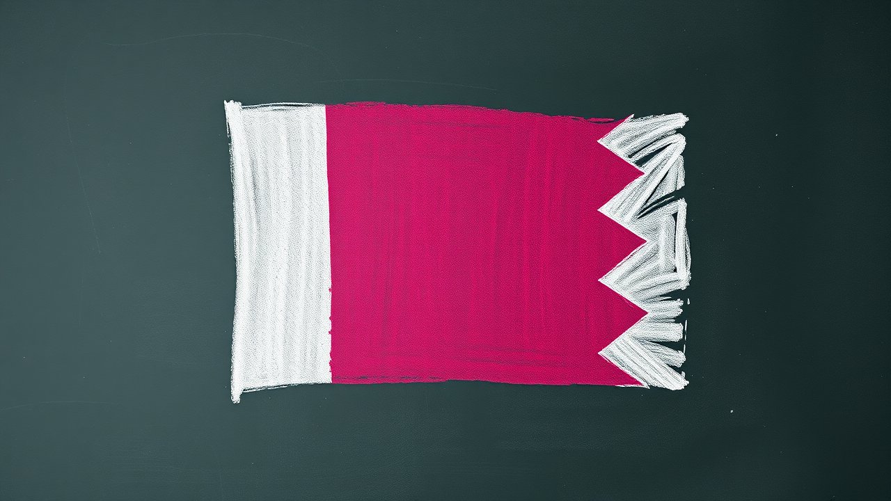 Flag of Qatar 🇶🇦 in chalk on blackboard style