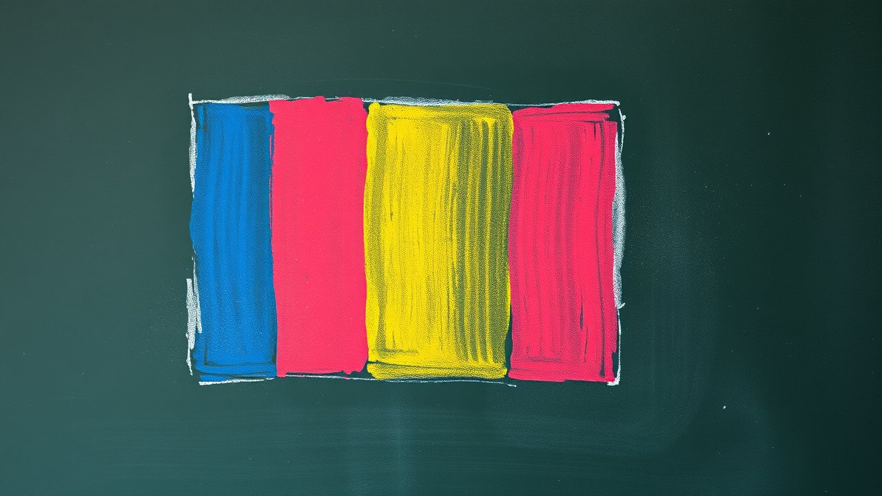 Flag of Romania 🇷🇴 in chalk on blackboard style