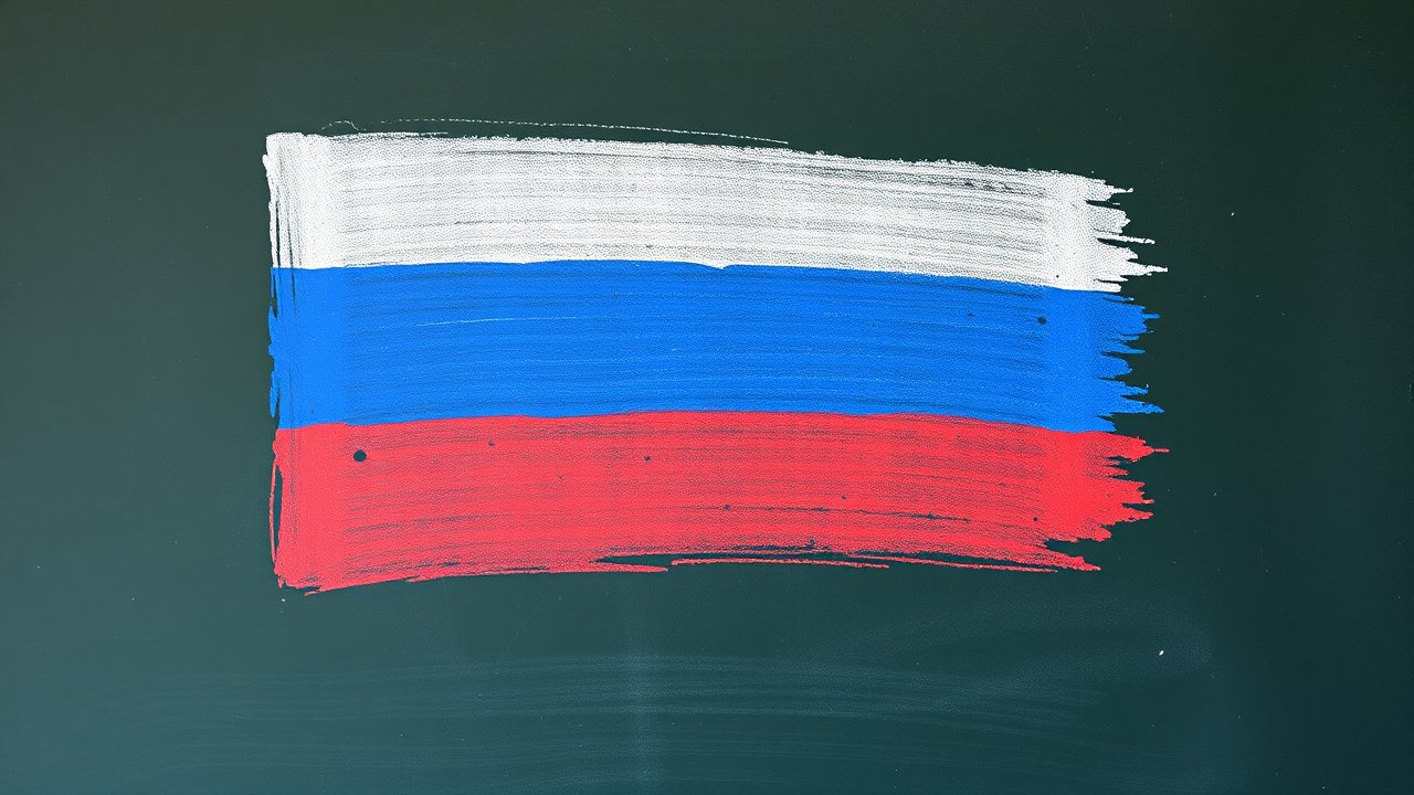 Flag of Russia 🇷🇺 in chalk on blackboard style