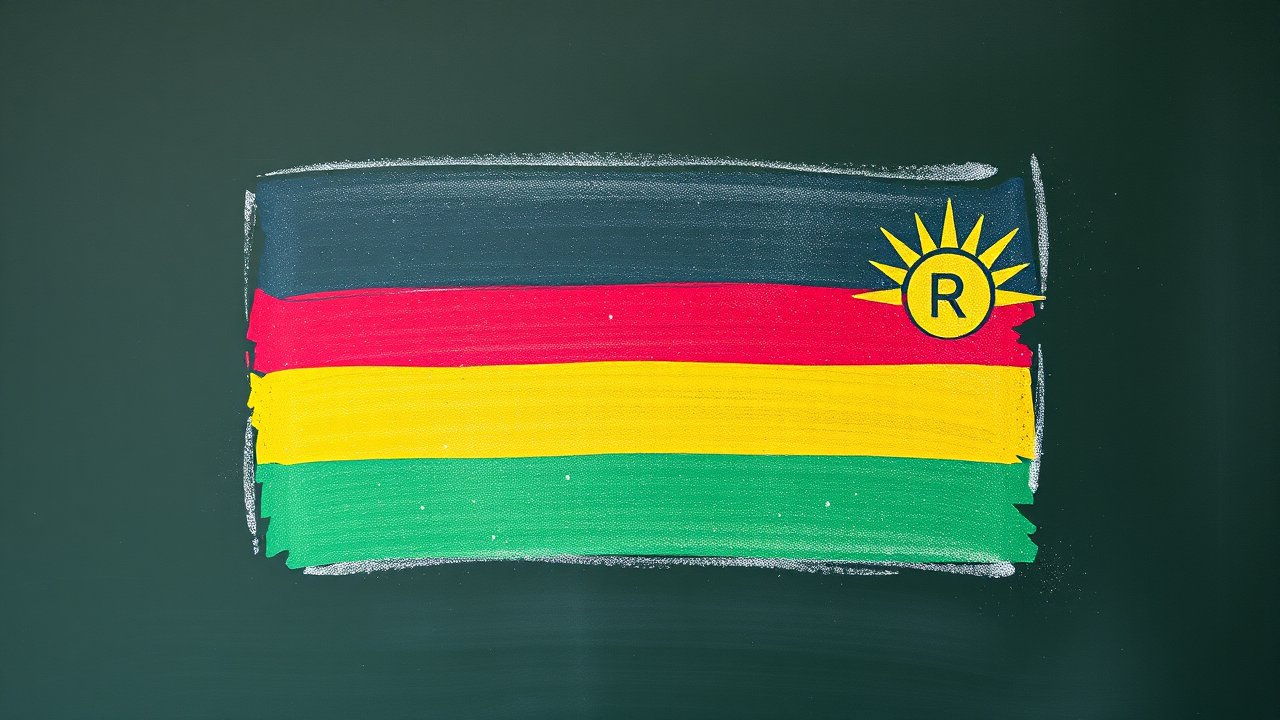 Flag of Rwanda 🇷🇼 in chalk on blackboard style