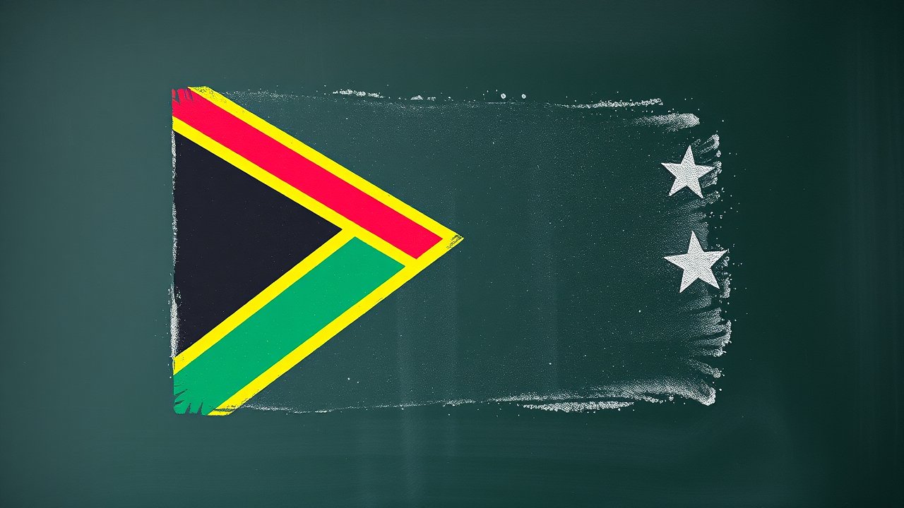 Flag of Saint Kitts and Nevis 🇰🇳 in chalk on blackboard style