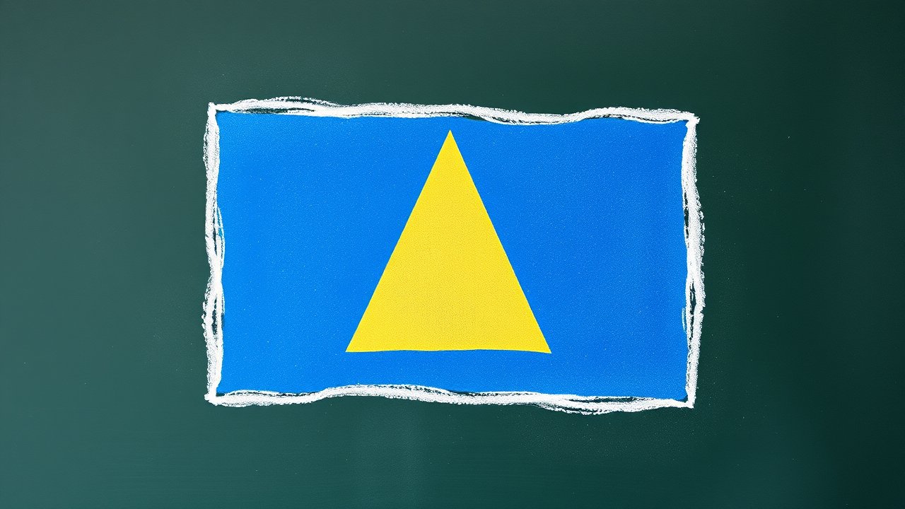 Flag of Saint Lucia 🇱🇨 in chalk on blackboard style