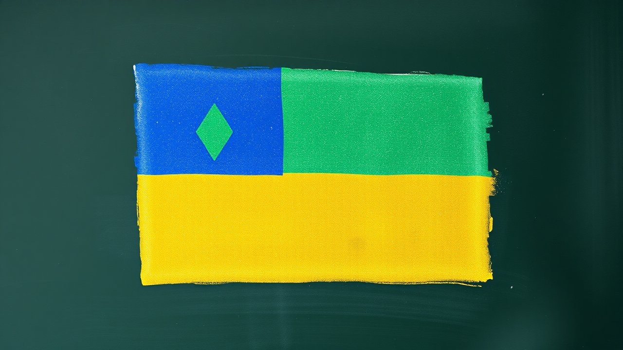 Flag of Saint Vincent and the Grenadines 🇻🇨 in chalk on blackboard style