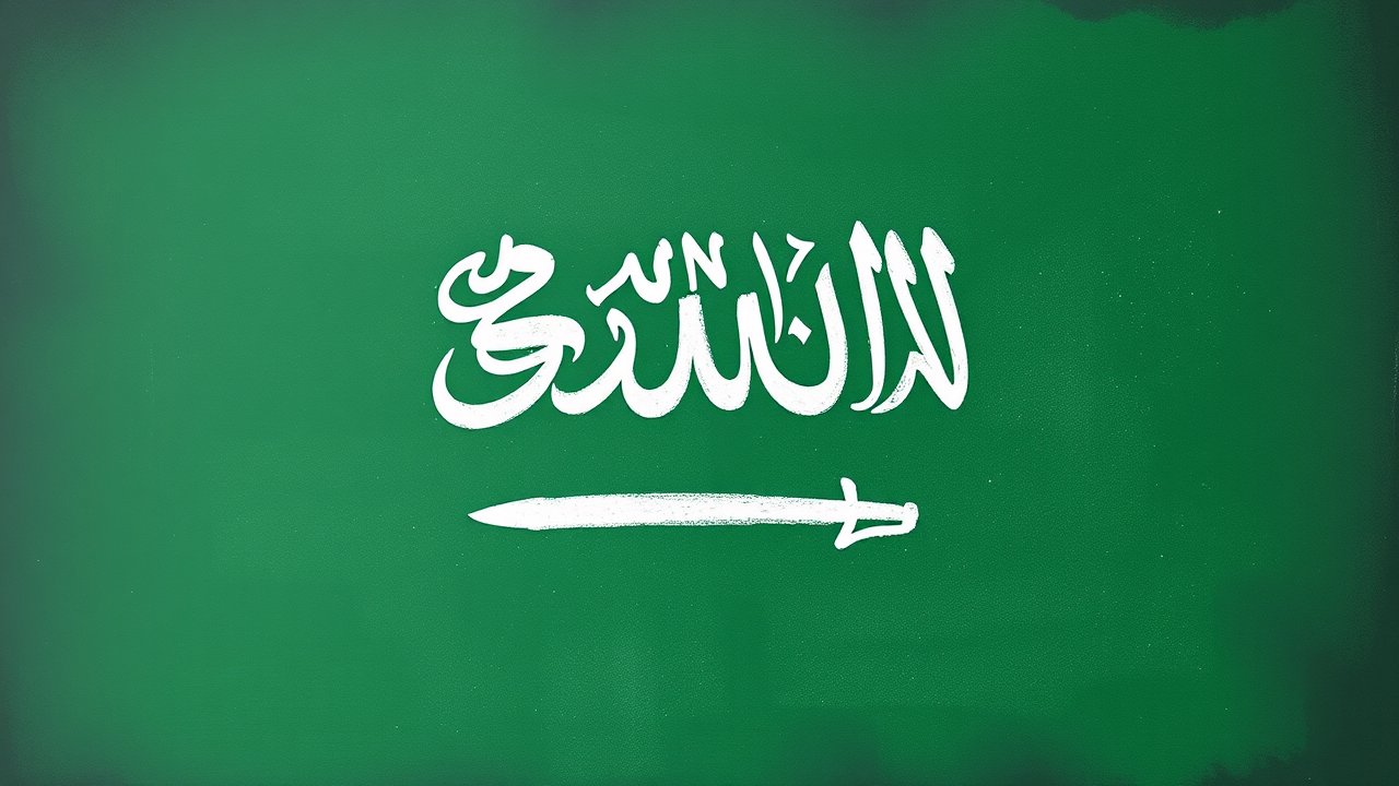 Flag of Saudi Arabia 🇸🇦 in chalk on blackboard style