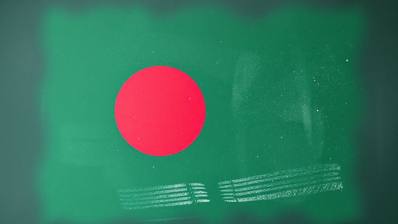 Flag of Bangladesh 🇧🇩 in chalk on blackboard style