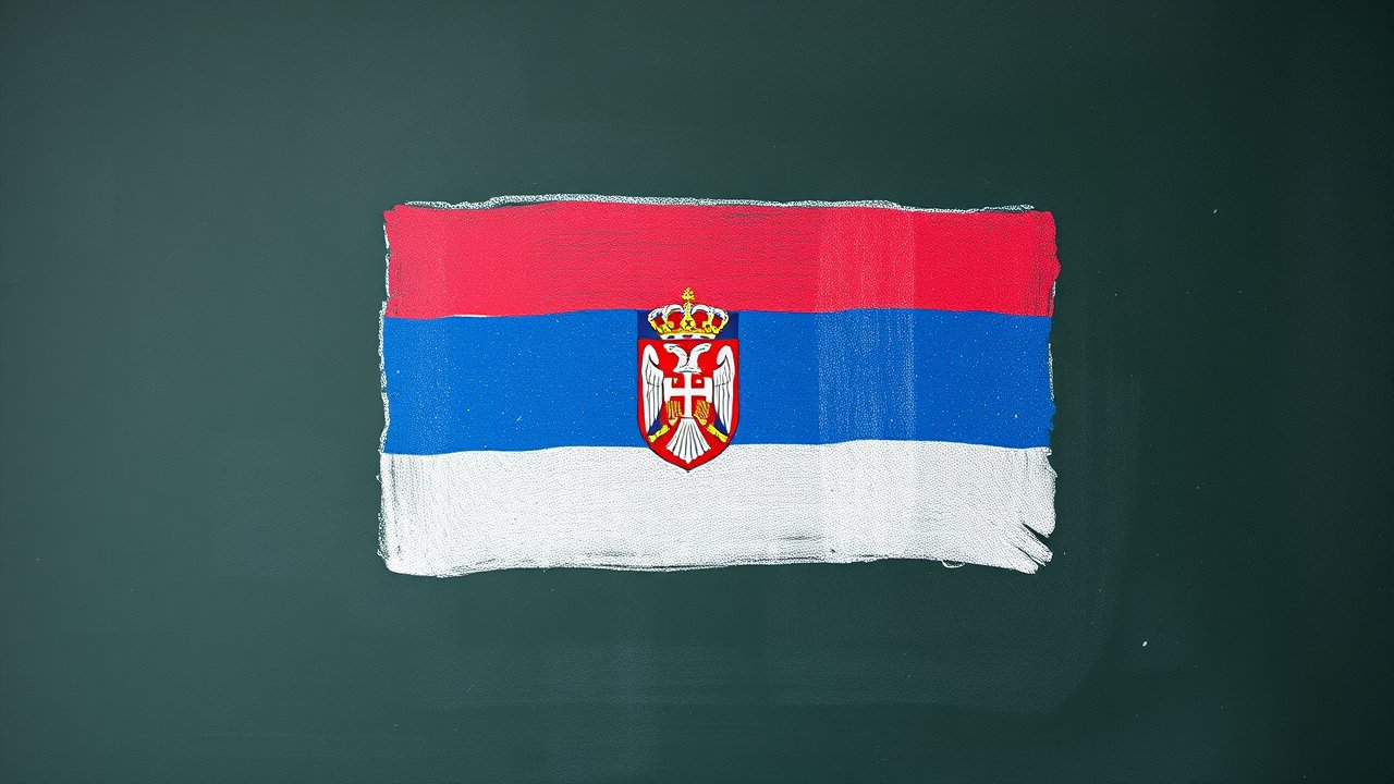Flag of Serbia 🇸🇳 in chalk on blackboard style