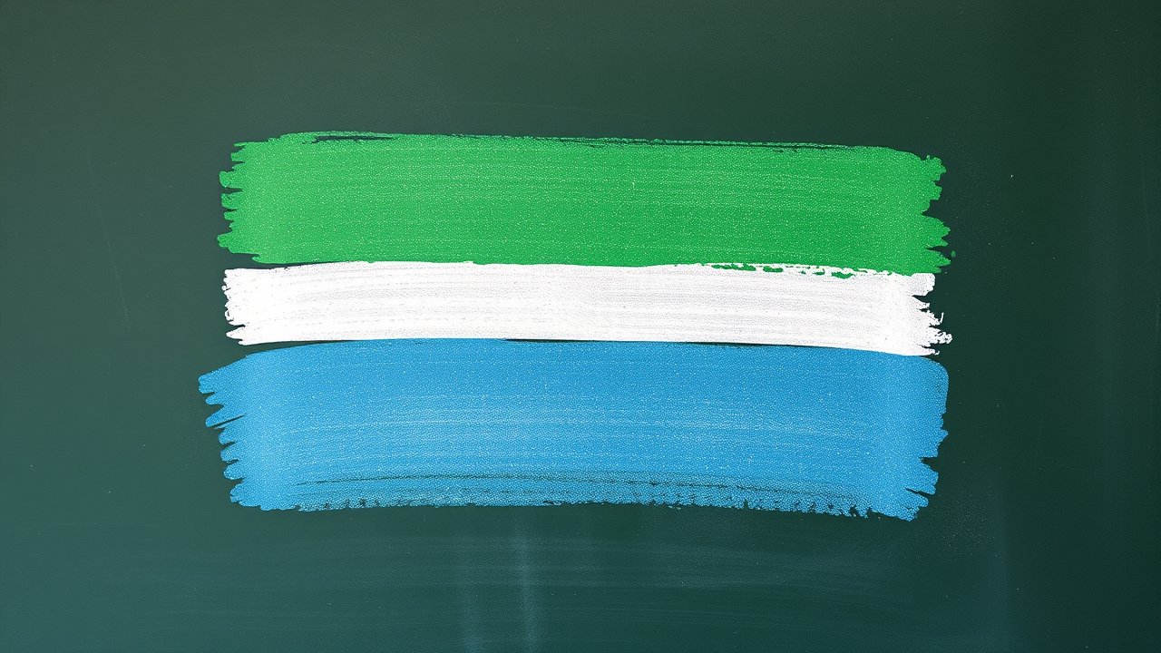 Flag of Sierra Leone 🇸🇱 in chalk on blackboard style