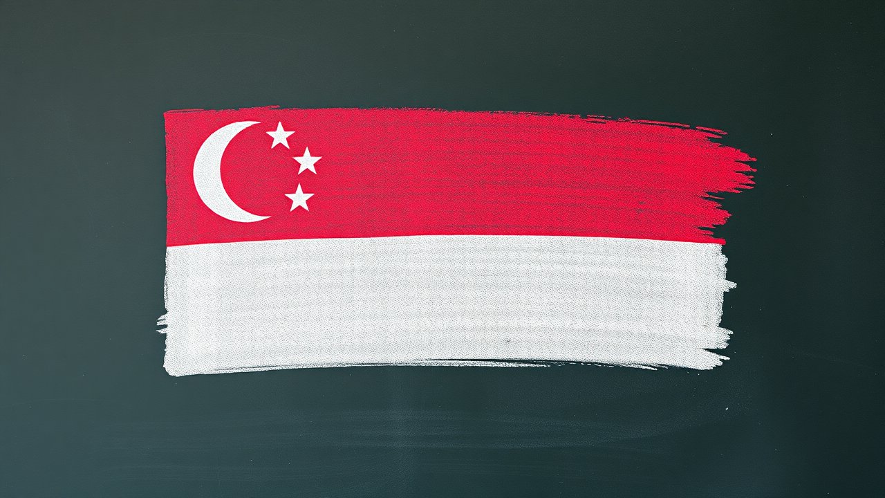 Flag of Singapore 🇸🇬 in chalk on blackboard style