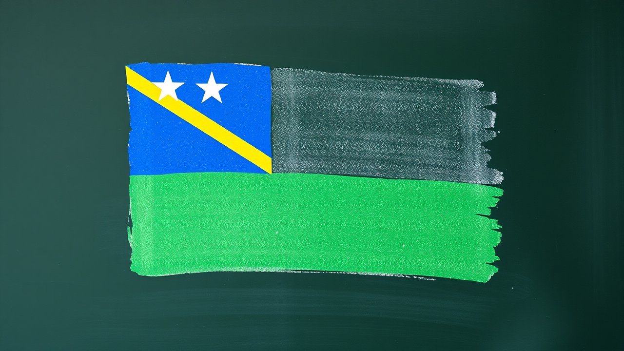 Flag of Solomon Islands 🇸🇧 in chalk on blackboard style