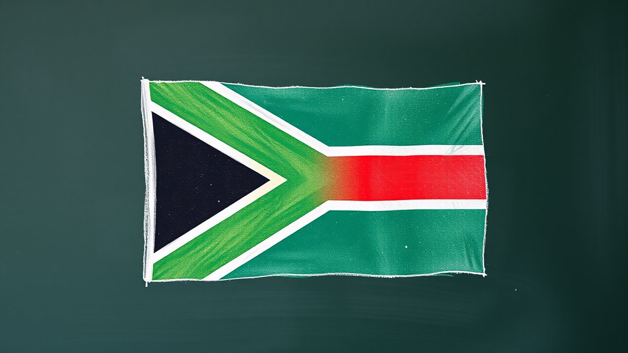 Flag of South Africa 🇿🇦 in chalk on blackboard style