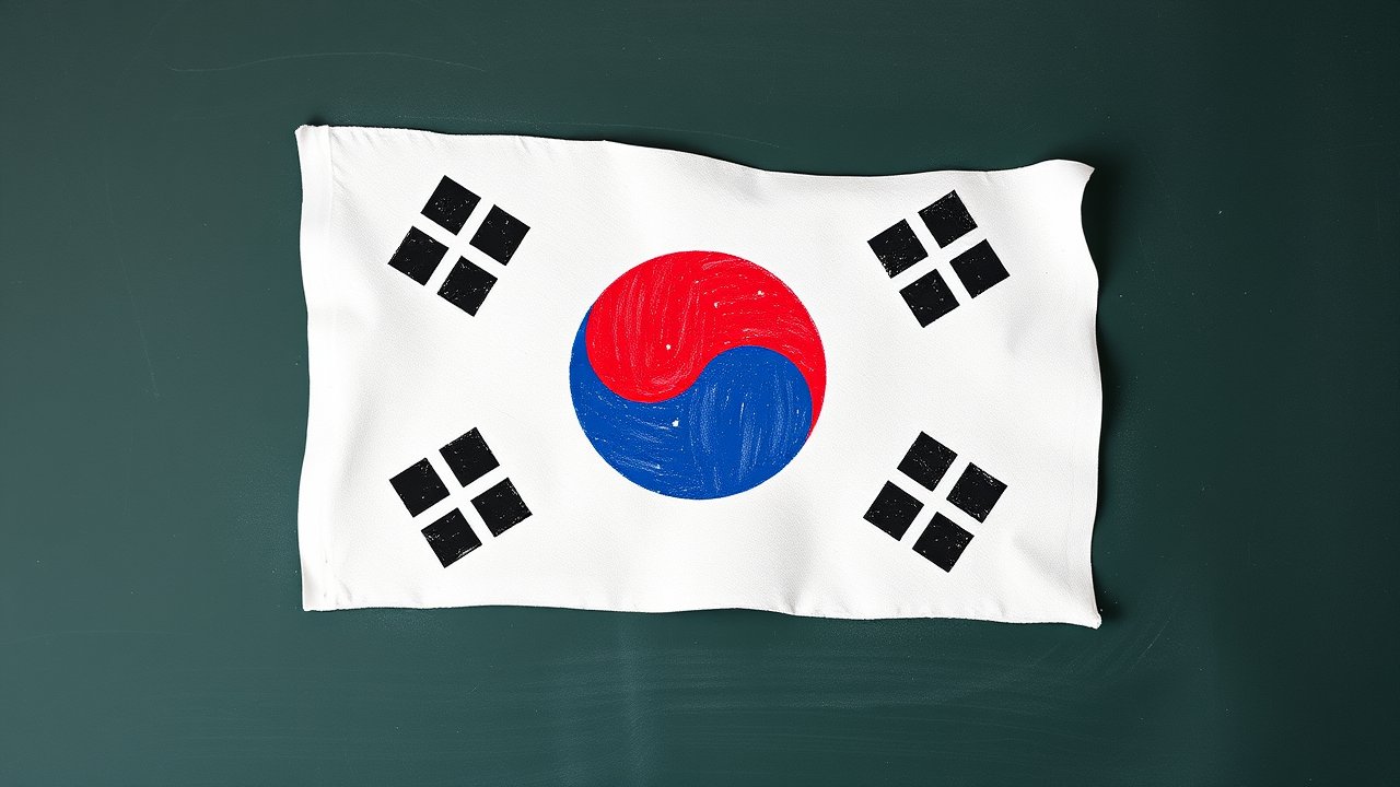 Flag of South Korea 🇰🇷 in chalk on blackboard style