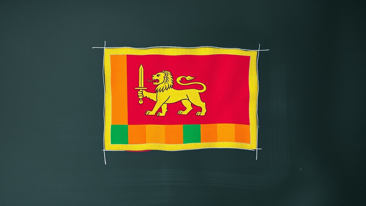 Flag of Sri Lanka 🇱🇰 in chalk on blackboard style
